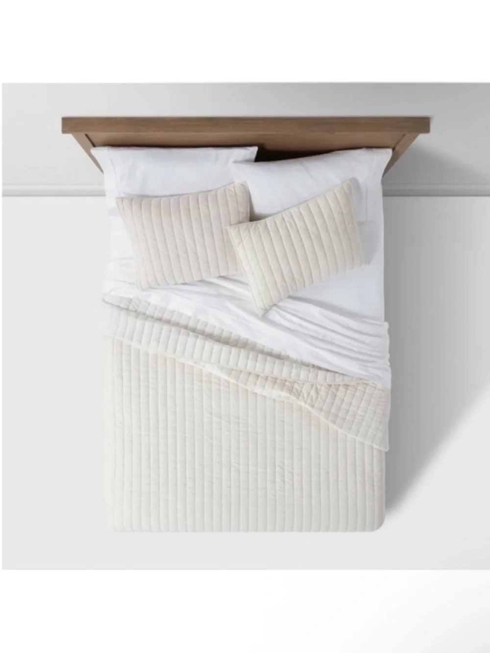 NWT King Channel Stitch Velvet Quilt Cream - Threshold